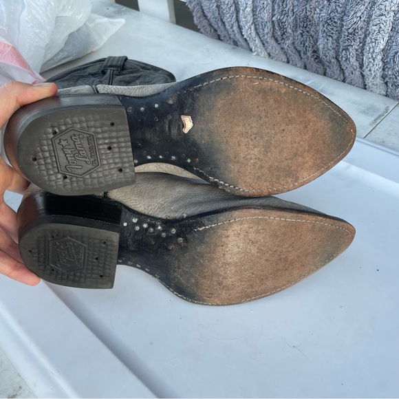 Tony lama cowboy boots black gray pointed toe men’s size 8.5 leather - Picture 9 of 9